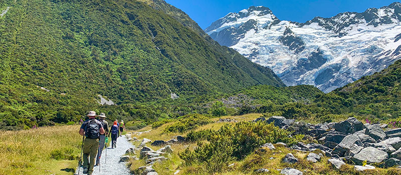 Hikers in the Hooker Valley