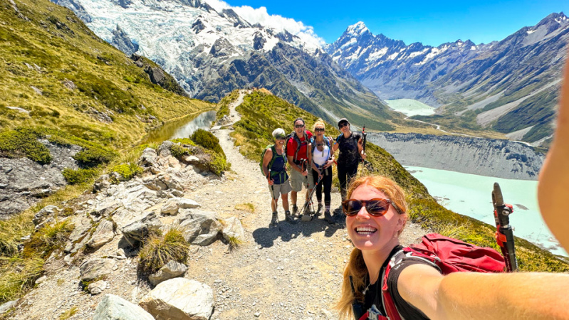 2. Guide selfie and guests Sealy Tarns