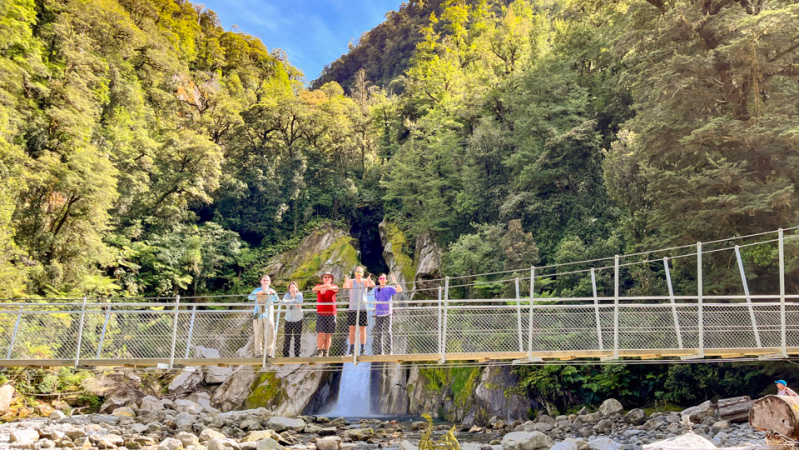 3. Bridge crossing and waterfall Milford Track