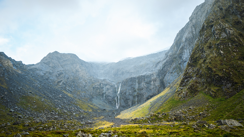 Milford wintery waterfalls