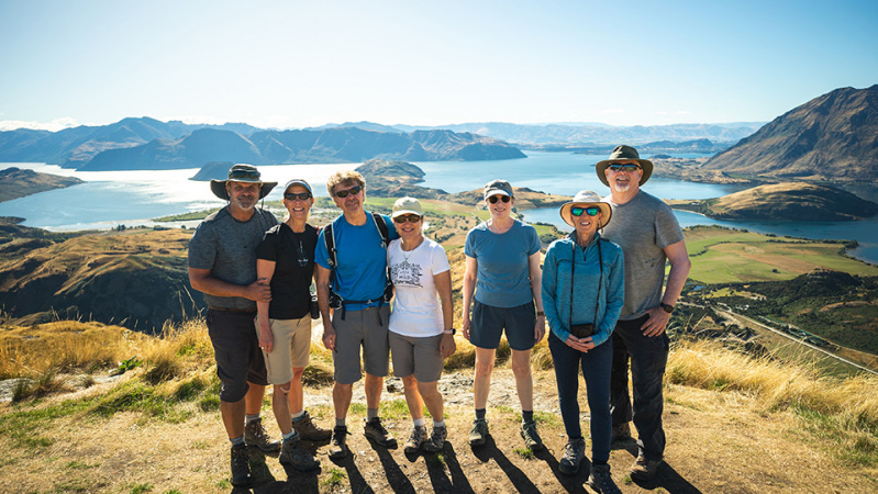 Our happy guests at the summit of the Rocky Mountain Trail. 