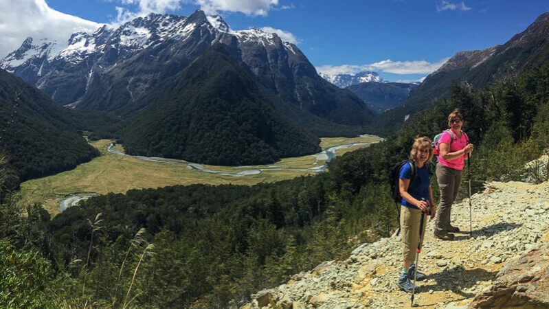 Overlooking the valley on a Routeburn Track day hike