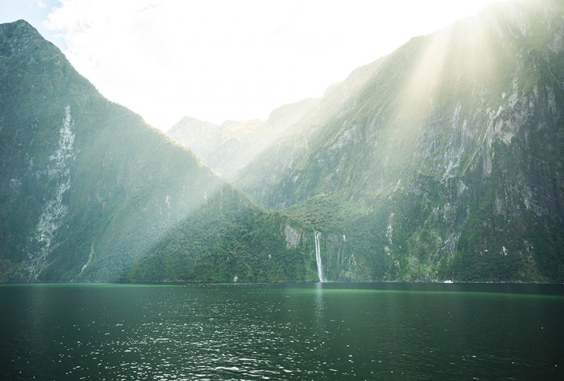 Milford Sound Striling Falls from a far