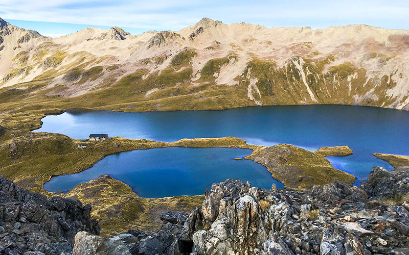 Angelus Hut backcountry New Zealand accommodation in Nelson Lakes National Park