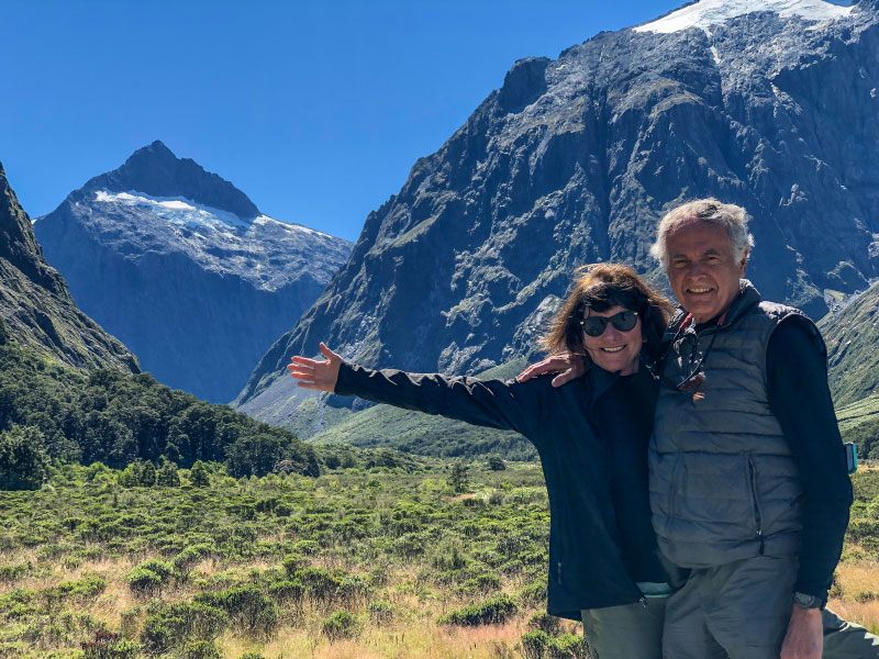 Couple walking at Monkey Creek, New Zealand