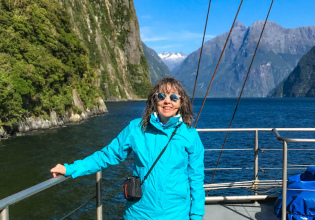 Guest on Milford Sound boat