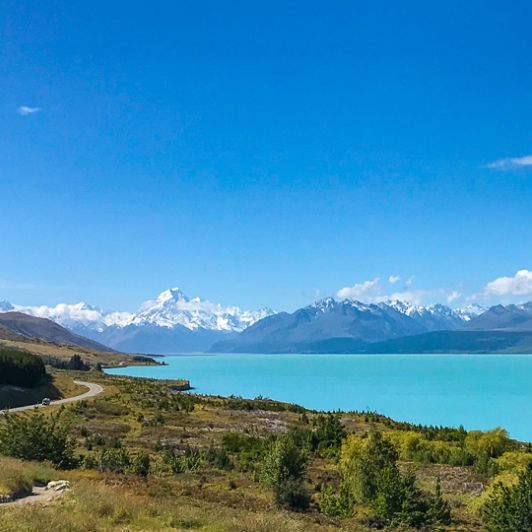 Shores of Lake Pukaki and Mount Cook