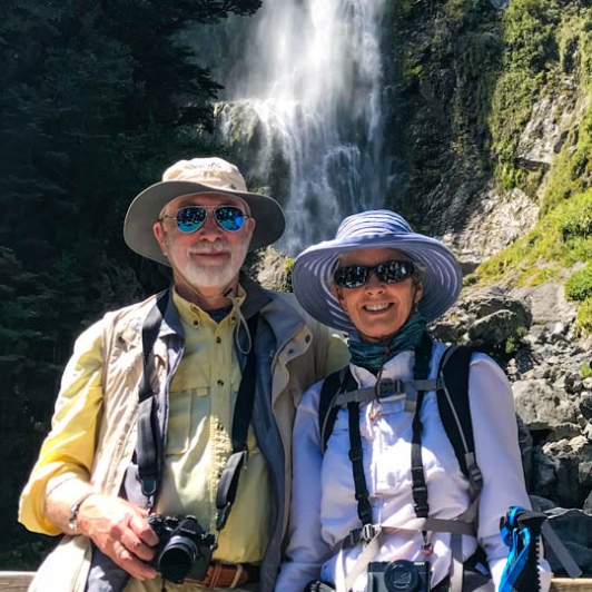 Couple at Devils Punchbowl waterfall