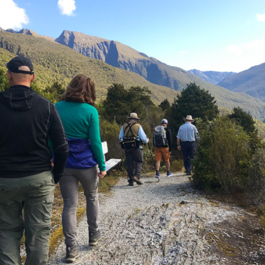 1. Group walking along Kepler Track