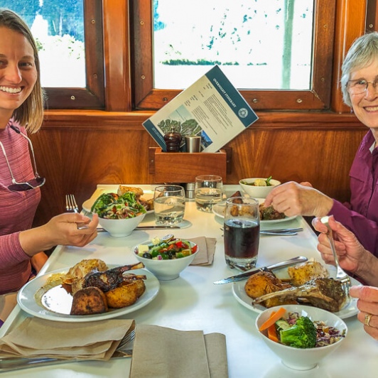 Dinner on the boat at Milford Sound, Fiordland New Zealand