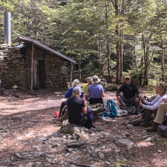 Lunch at Sam Summer Hut, Otago New Zealand