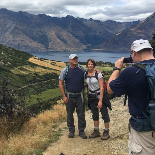 Couple above Lake Dispute, Otago New Zealand