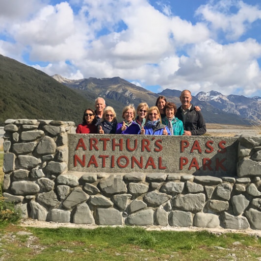 Group at Arthurs Pass National Park, Canterbury New Zealand