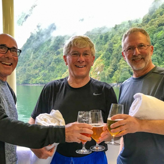 Cheersing on Milford Sound boat