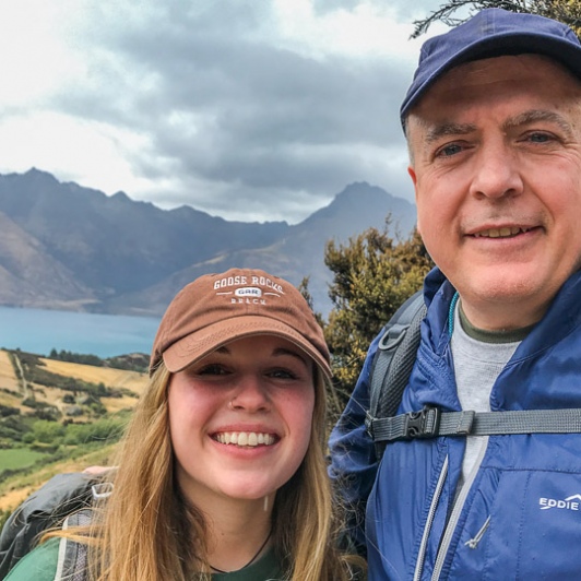 Dad and Daughter above Lake Dispute, Otago New Zealand