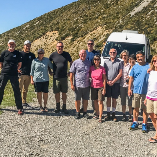 Group along West Coast road, New Zealand