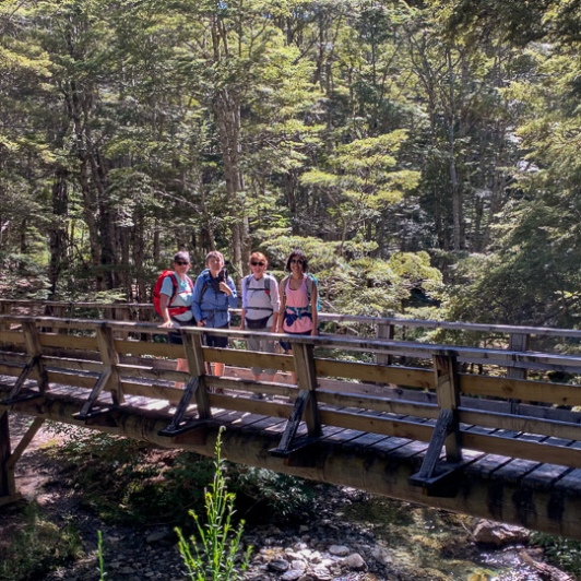 Group on the bridge at Otago, New Zealand