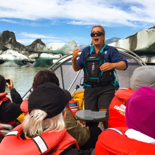 1. Boat driver briefing on Tasman Lake