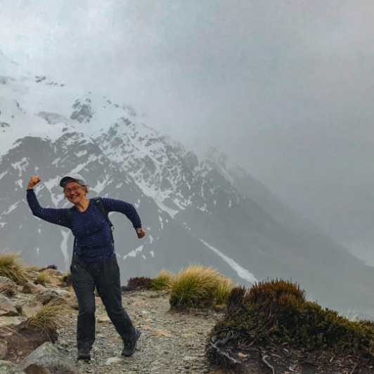 Happy guest on Sealy Tarns track