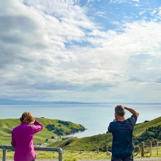 Guests taking in the Whitianga coast line 