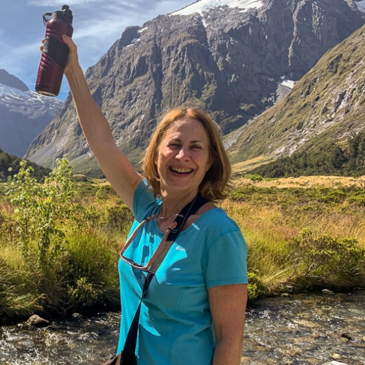 Happy guest at Monkey Creek, Fiordland New Zealand