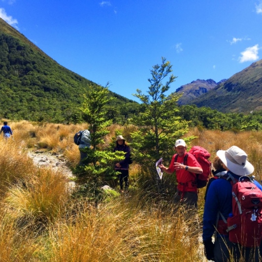 hiking guide and group