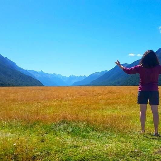 Jo communing with the Eglinton Valley!