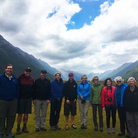 Our Short South trip posing for a group shot at Eglinton Valley.