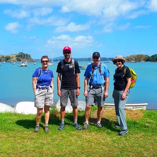 Enjoying the sunshine at Matiatia Bay