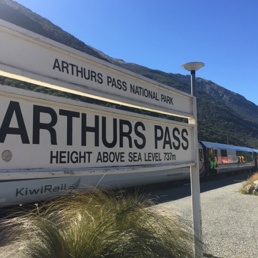 TranzAlpine Train at Arthurs Pass Station