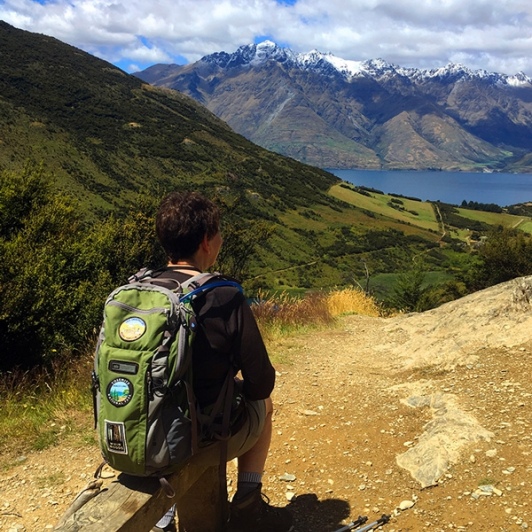 Helen enjoying the views on the Mt Crichton Loop Track in Queenstown