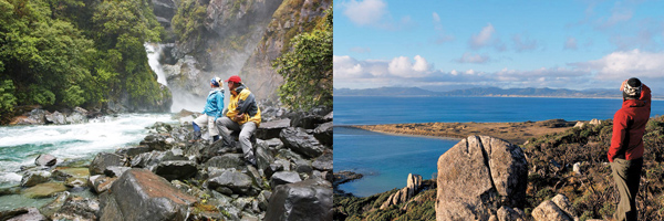 Views of Hollyford Track and Stewart Island walking tracks